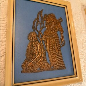 Persian Copper Framed Art with Blue Background